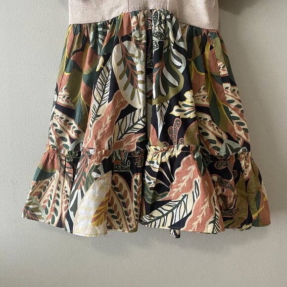 Handmade Children's Linen Rayon Viscose Cotton Cream Multicolour Pattern Dress - Picture 10 of 16